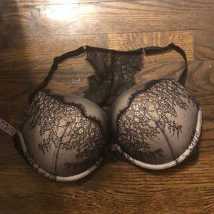 Victorias Secret Bombshell Black Nude Lace Bra 36C